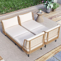 Tangkula Patio Wicker Daybed with Seat & Back Cushions