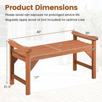 Tangkula Outdoor Backless Wood Bench with Support Handles