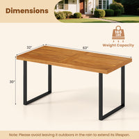 Tangkula 63" Acacia Wood Dining Table for 6 People