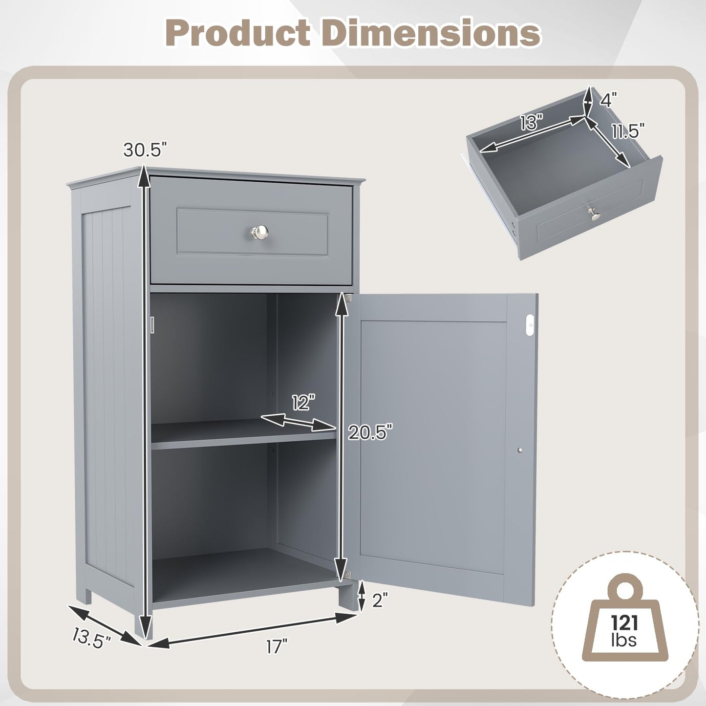 Tangkula Small Bathroom Cabinet for Small Spaces
