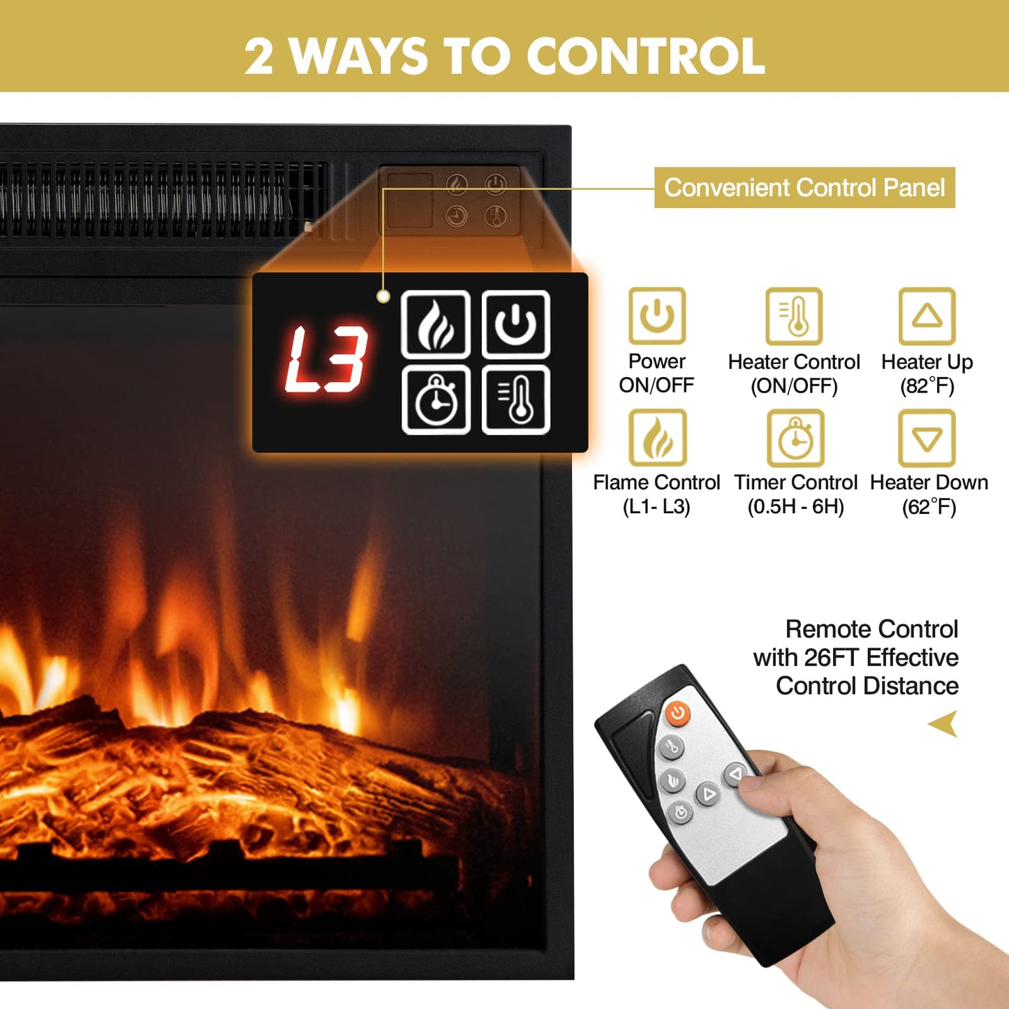 Tangkula Fireplace TV Stand with 18 Inches 1400W 5,000 BTU Electric Fireplace