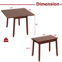 Tangkula 40" Foldable Dining Table w/Solid Rubber Wood Legs