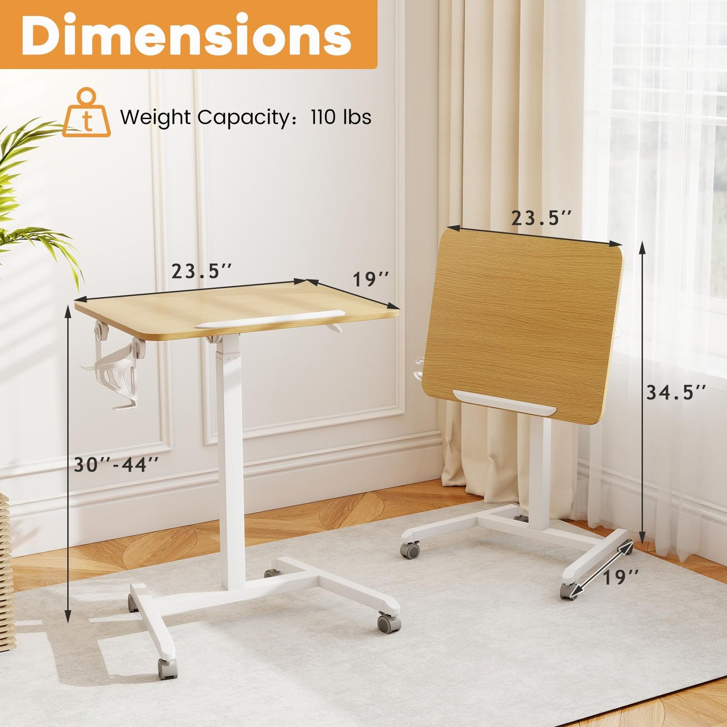 Tangkula Foldable Mobile Standing Desk Cart for Home Office