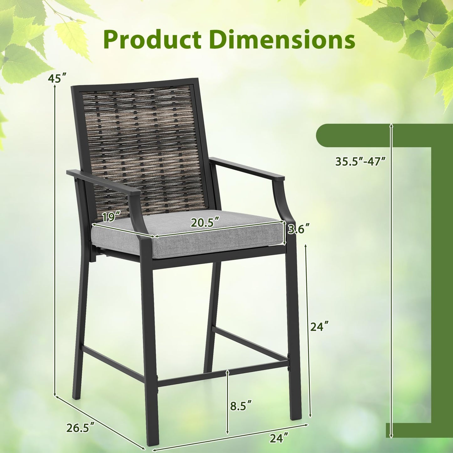 Tangkula Patio Bar Stools（w/Armrest）