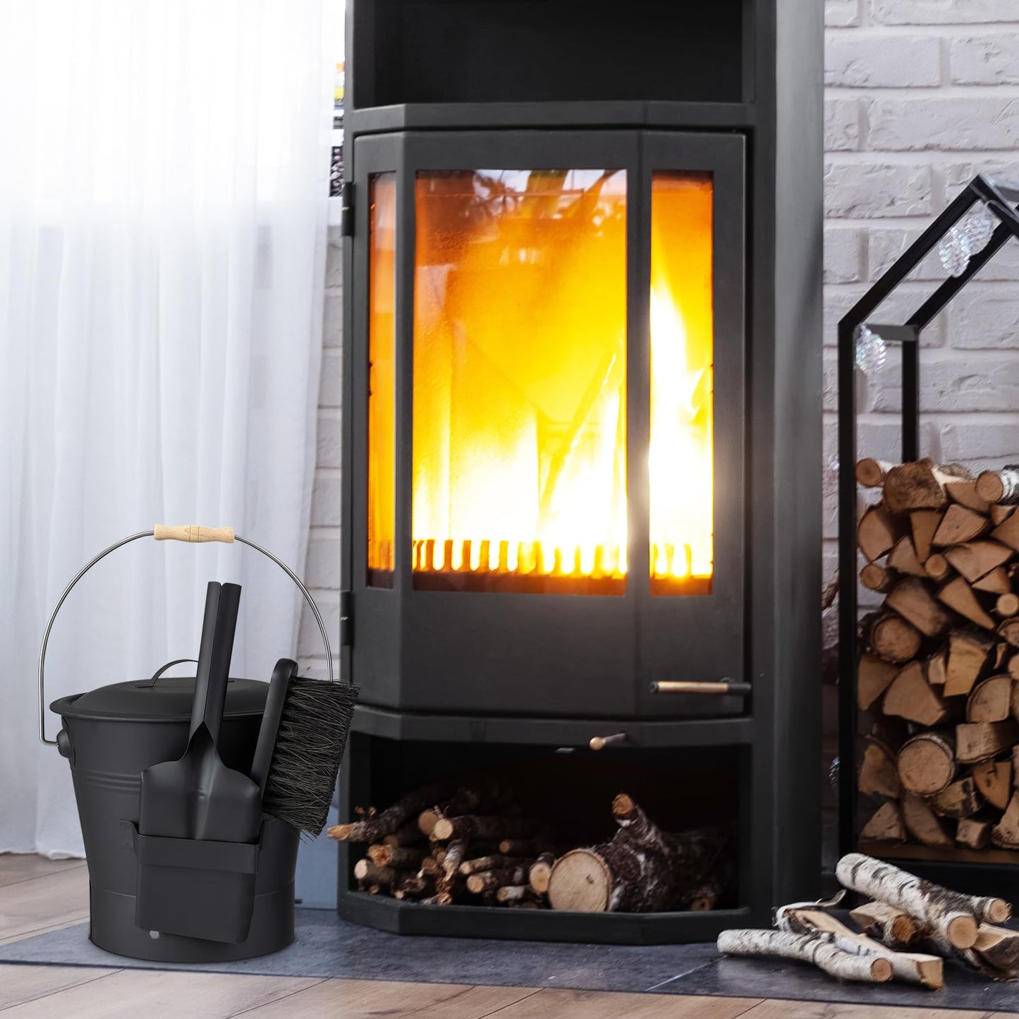 Tangkula 2 Gallon Metal Fireplace Bucket with Handle