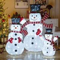 Tangkula 4.1 FT Pre-Lit Xmas 3D Snowman Set with 270 LED Lights