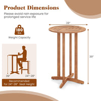 Tangkula Table de bar ronde de 99 cm avec plateau à lattes pour terrasse