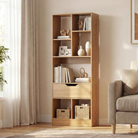 Tangkula 51” Tall Open Bookcase with Drawer 7-Cube Display Storage Cabinet(1/2)