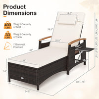 Tangkula Patio Chaise Lounge with 7-Level Adjustable Backrest