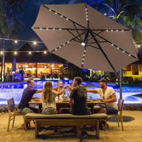 Tangkula 10FT Patio Cantilever Umbrella With 28 LED Lights