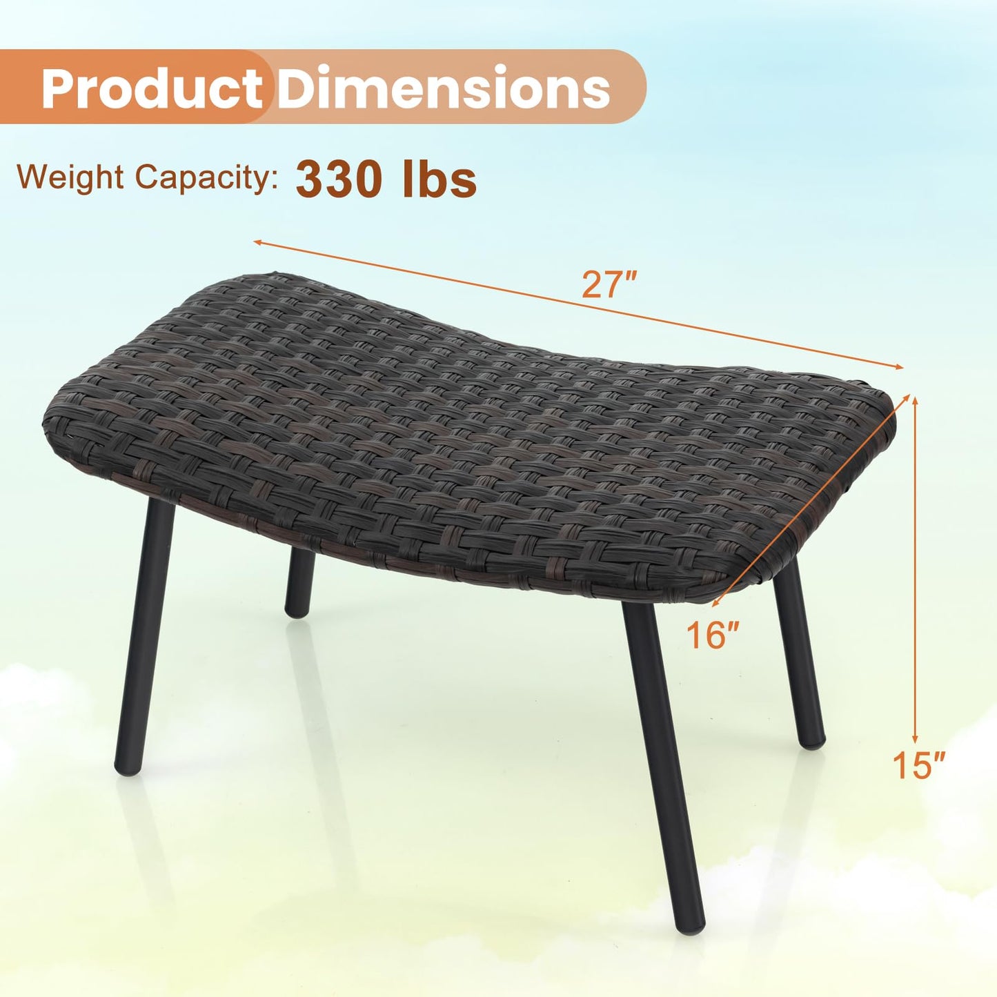 Tangkula Set of 2 Patio Ottomans