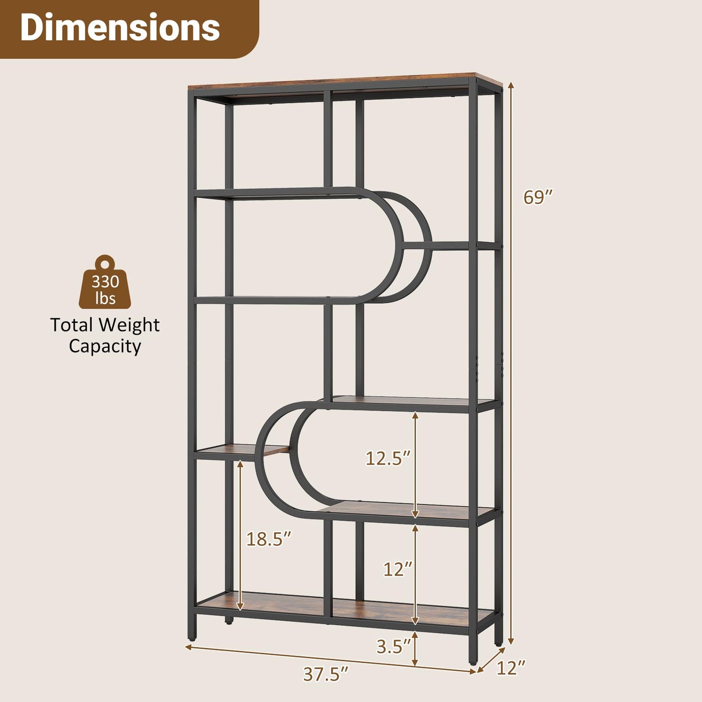 Geometric Bookshelf Freestanding Open Bookcase with 8 Storage Shelves(1/2)