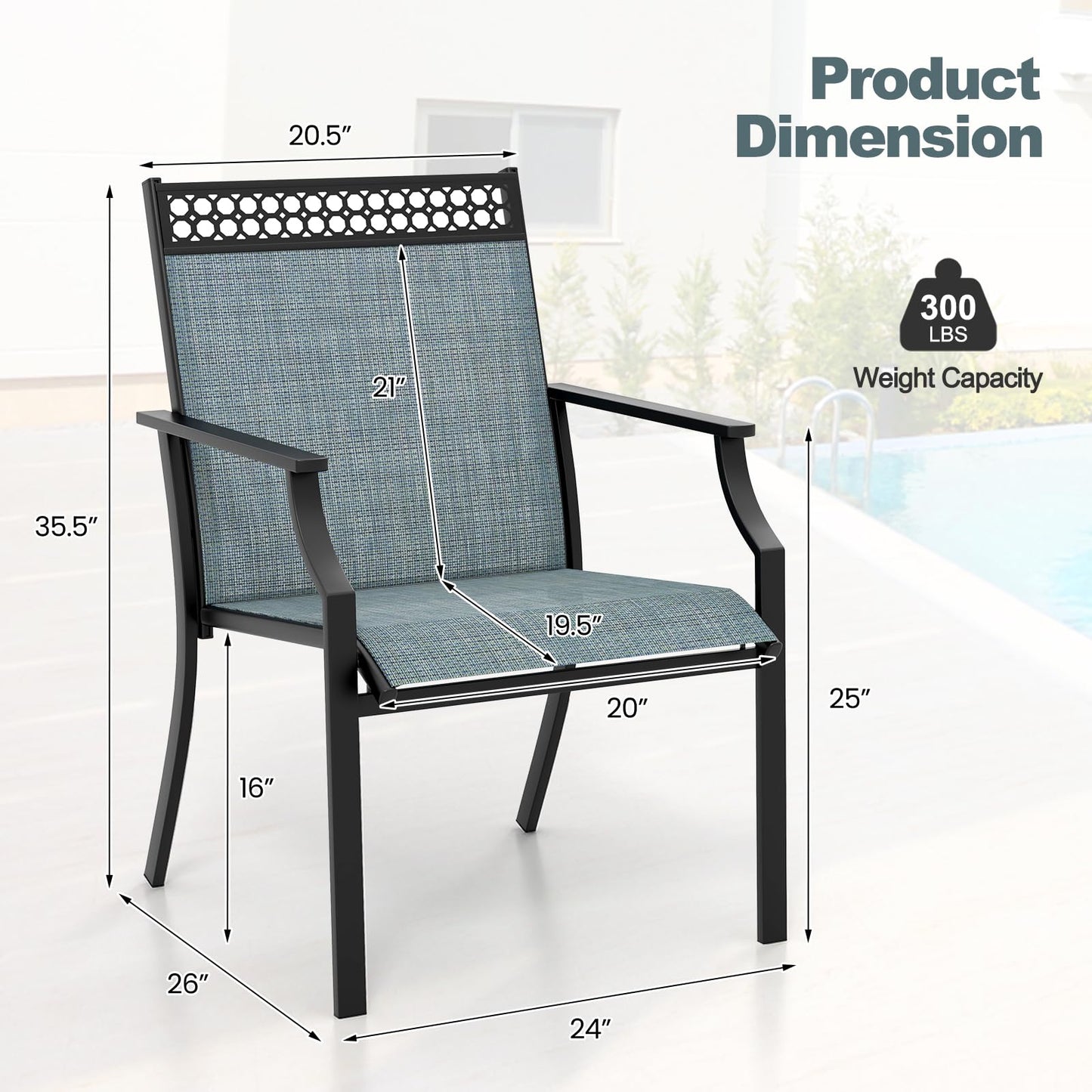 Tangkula Patio Dining Chairs Set of 2/4, All Weather Outdoor Chairs with High Back, Armrests