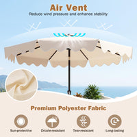 Tangkula 9 FT 2-Tiers Outdoor Scalloped Table Umbrella with Base Included