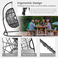 Tangkula Egg Chair with Stand, Hanging Egg Swing Chair with Removable Seat Cushion & Headrest
