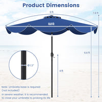 Parasol de terrasse Tangkula 2,7 m, parasol d'extérieur avec manivelle, inclinaison par bouton-poussoir, parasol de plage à 2 niveaux avec toile de protection solaire