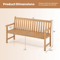 Tangkula Teak Wood Outdoor Bench with Armrests and Backrest