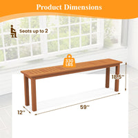 Tangkula Outdoor Wood Bench 59” Long Patio Dining Bench