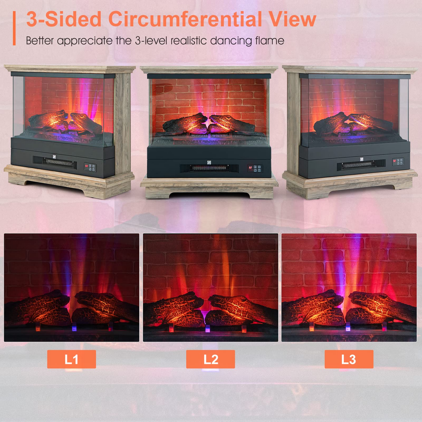 27 Inch Freestanding Fireplace - Tangkula