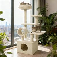 Tangkula Arbre à chat multi-niveaux de 122 cm avec grande niche et 3 plateformes de saut