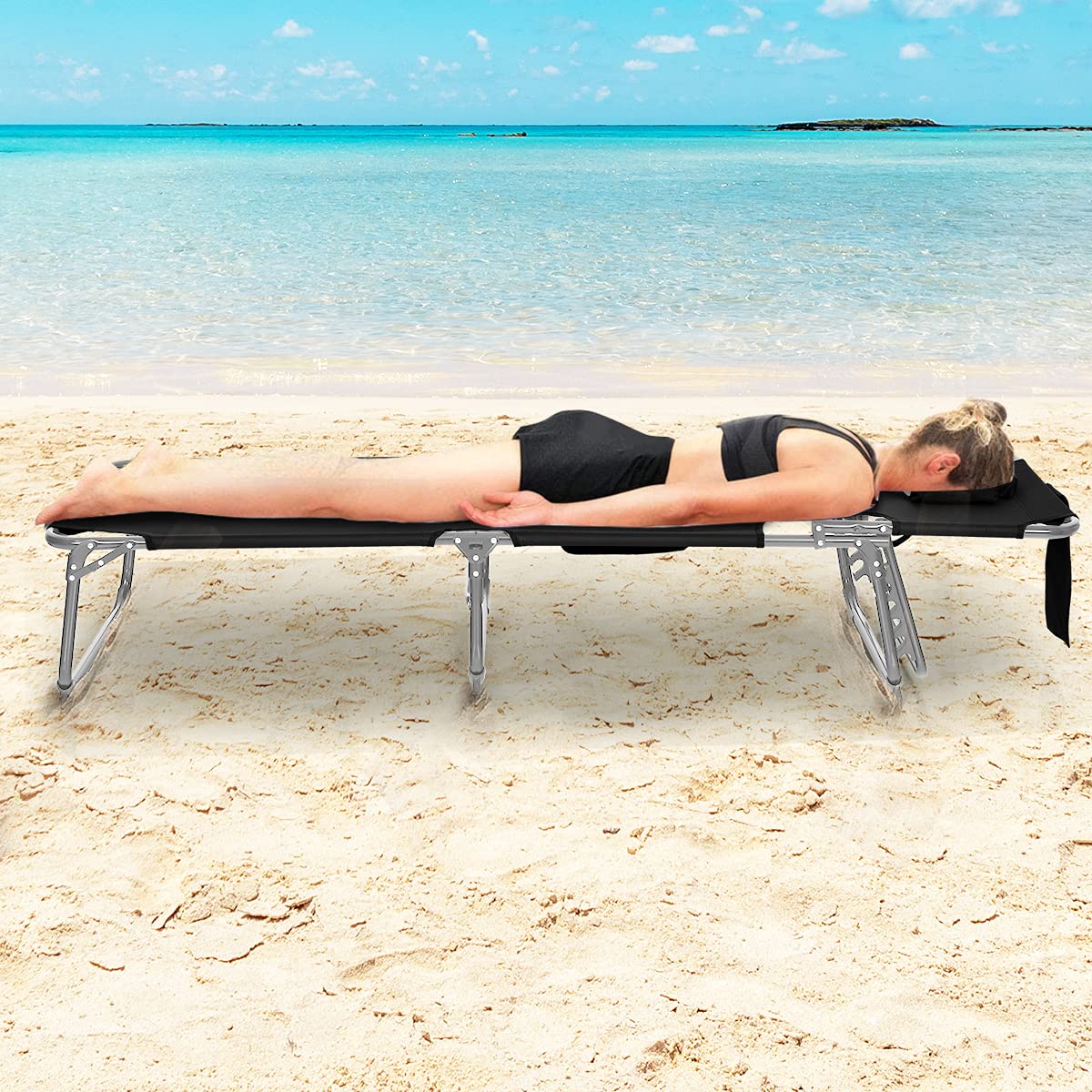 Beach Chaise Lounge Chair with Hole for Face,  for Outdoor Backyard Poolside