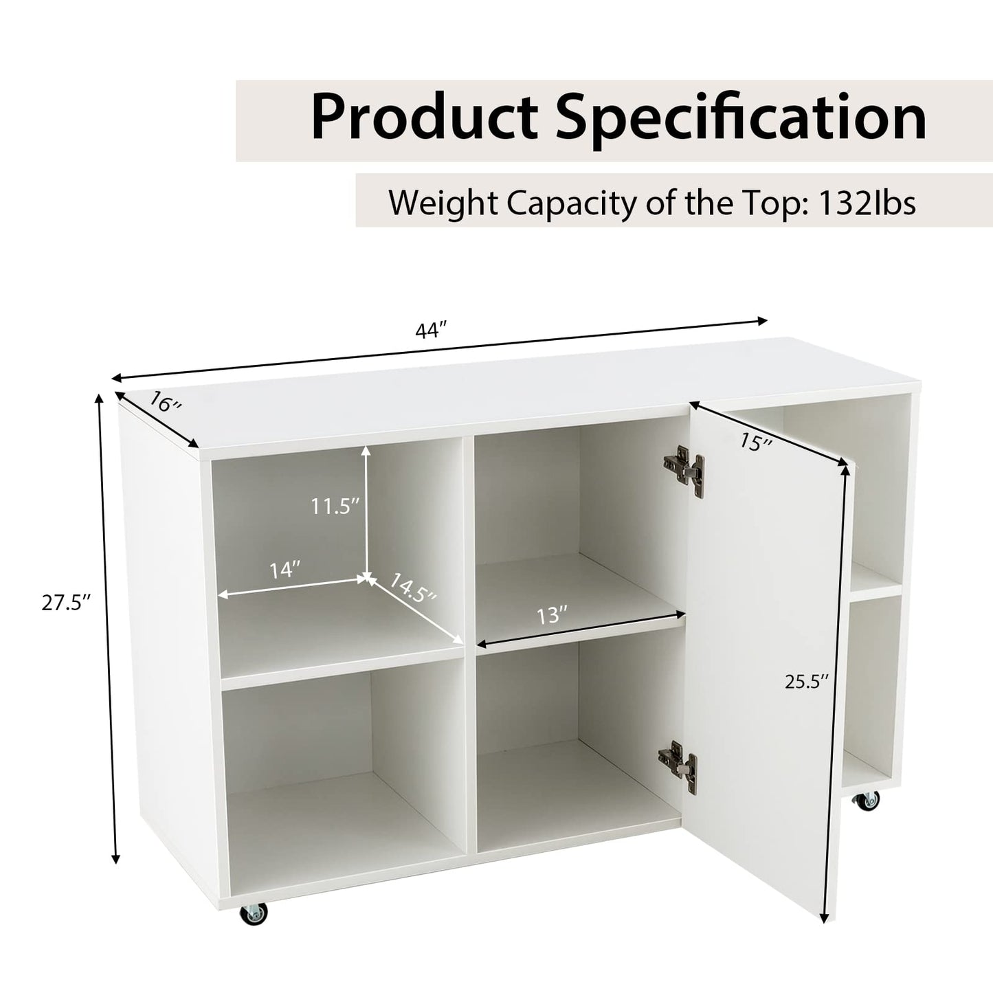 Tangkula Wood File Cabinet with Wheels, Mobile Storage Cabinet with 6 Compartments