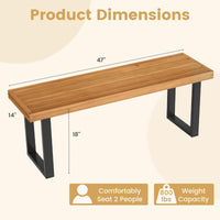 Tangkula 48" Long Patio Dining Bench with Metal Legs