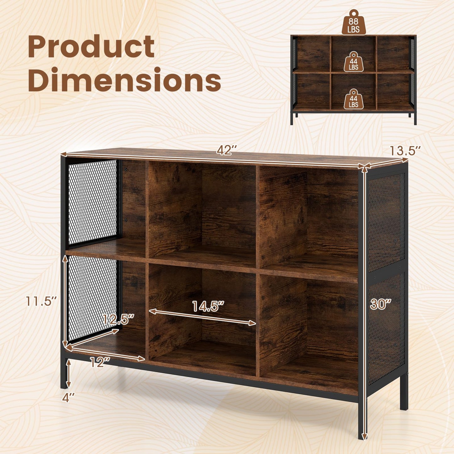Tangkula 6 Cube Bookcase for Home Office