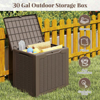Tangkula 30 Gallon Outdoor Storage Box Resin Storage Bench with Lockable Lid