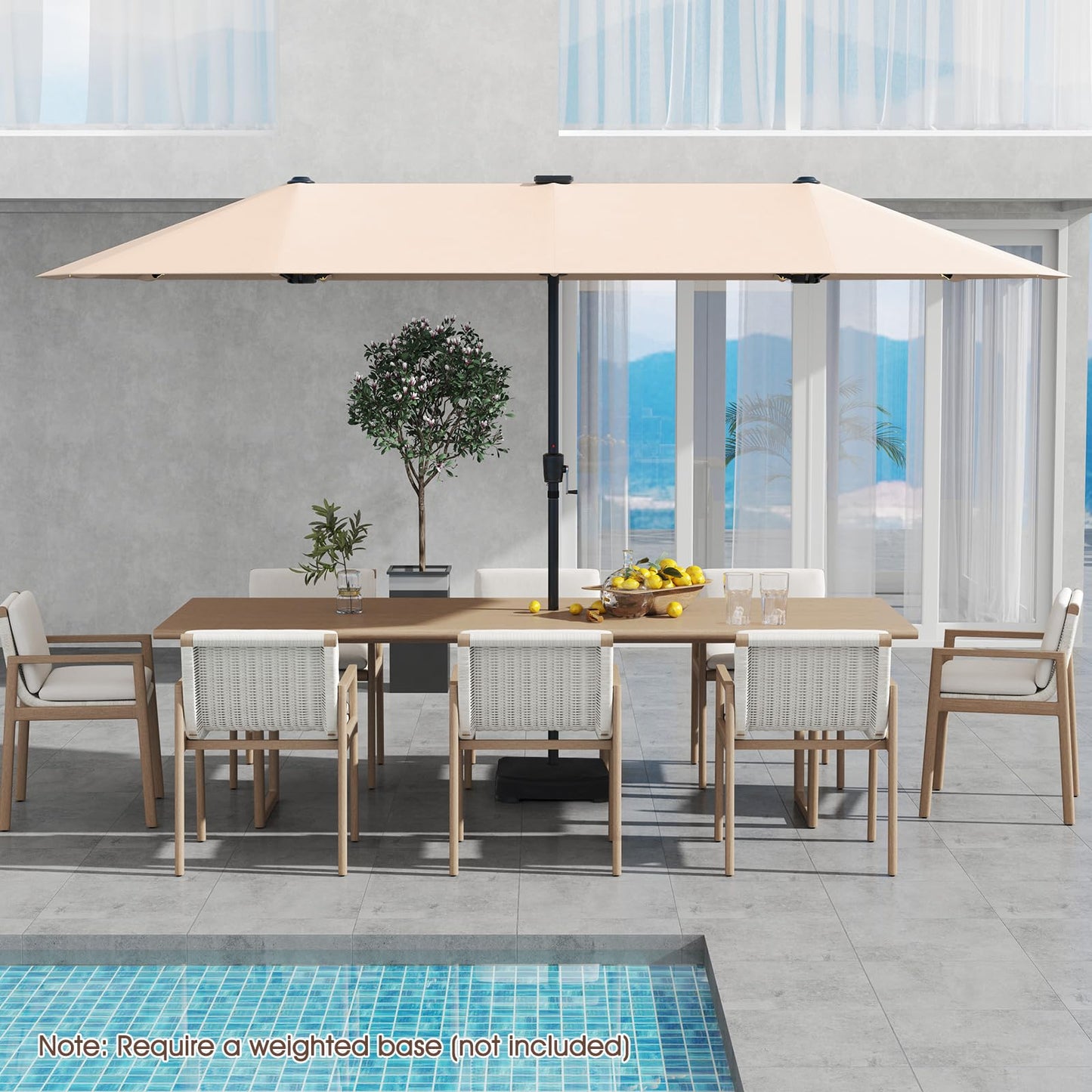 Tangkula 13 FT Large Patio Umbrella w/LED Solar Lights