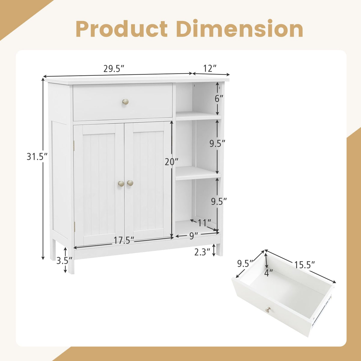 Tangkula Bathroom Storage Cabinet for Living Room Entryway