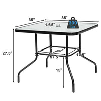 Tangkula 35 Inch Patio Dining Table, Square Outdoor Dining Table with 1.65 Umbrella Hole