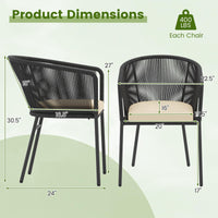 Tangkula Patio Chairs Set of 4 w/Curved Backrest