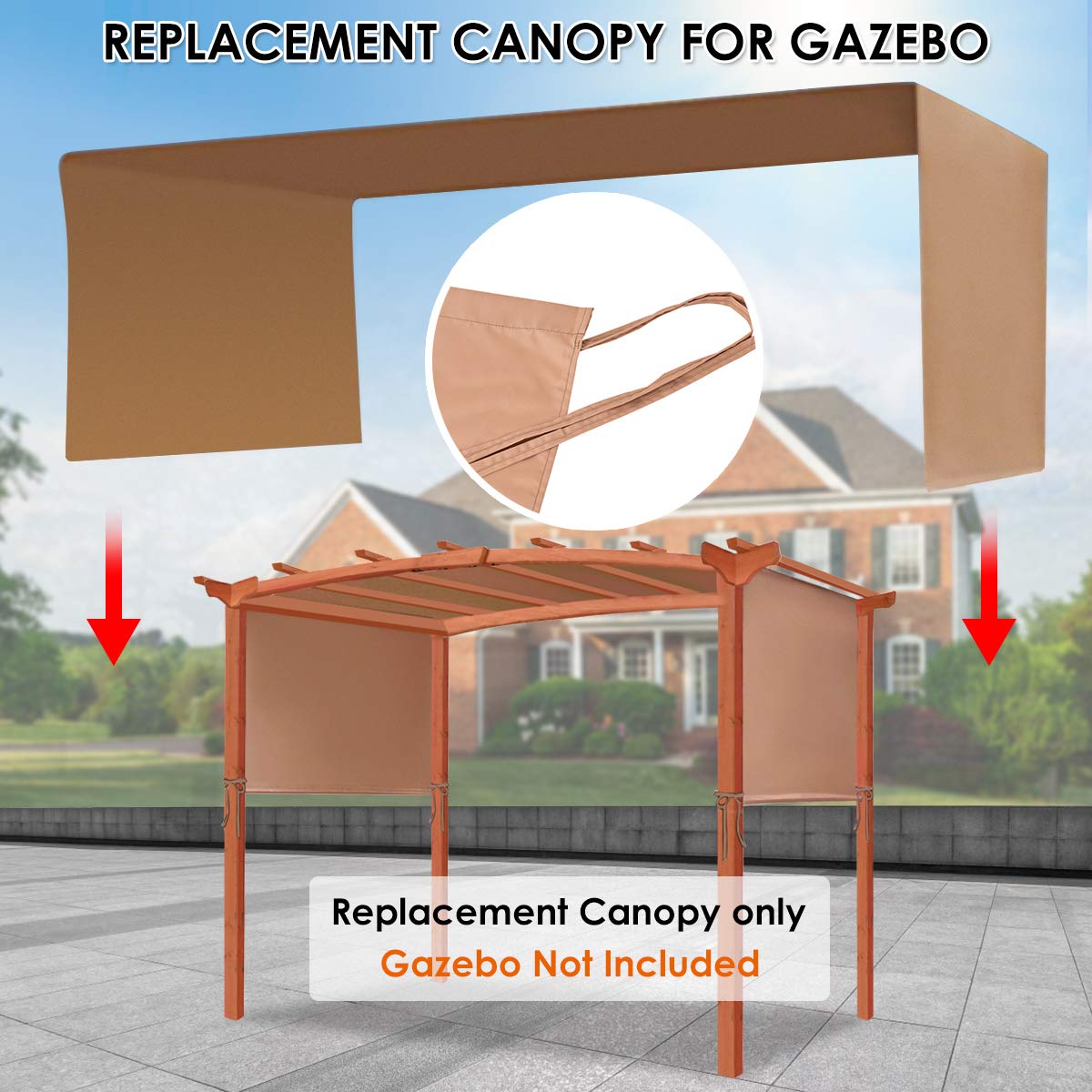 Tangkula 6.7'x17' Universal Replacement Canopy for Pergola Structures