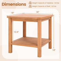 Tangkula Table d'appoint carrée à 2 niveaux en bois d'acacia avec plateau à lattes et étagère de rangement