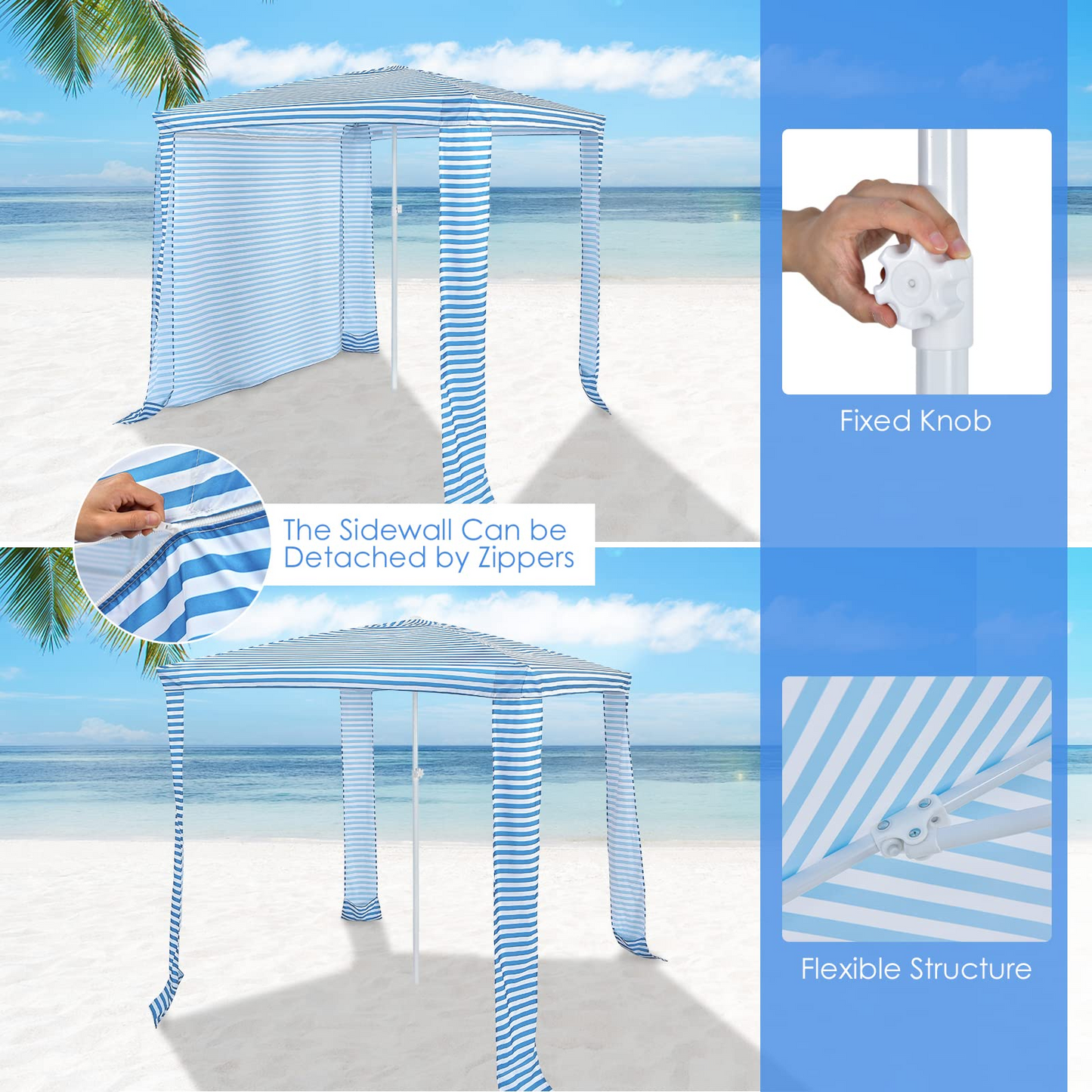 6.6' x 6.6' Foldable Beach Cabana - Tangkula