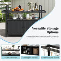 Tangkula Outdoor Bar Cart Patiojoy Rolling Wicker Buffet Serving Cart