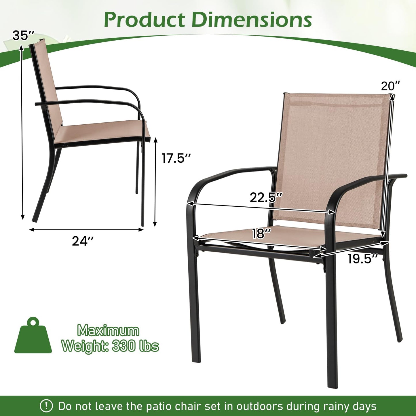 Tangkula Outdoor Dining Chairs Set