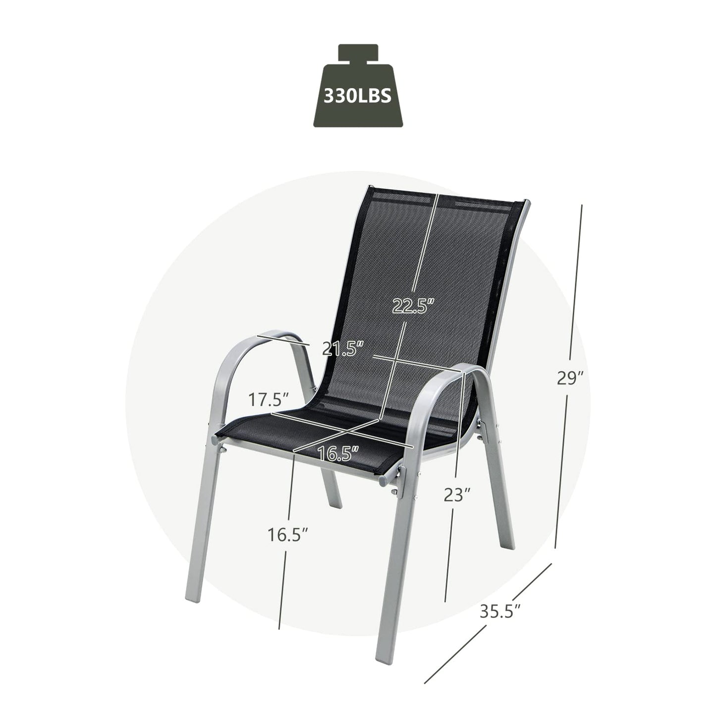 Tangkula 4 Pieces Patio Dining Chairs, Outdoor Stackable All Weather Heavy Duty Dining Chairs Set with Armrests