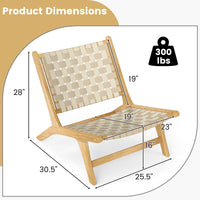 Chaise de patio Tangkula en bois de teck sans accoudoirs avec assise et dossier en sangle
