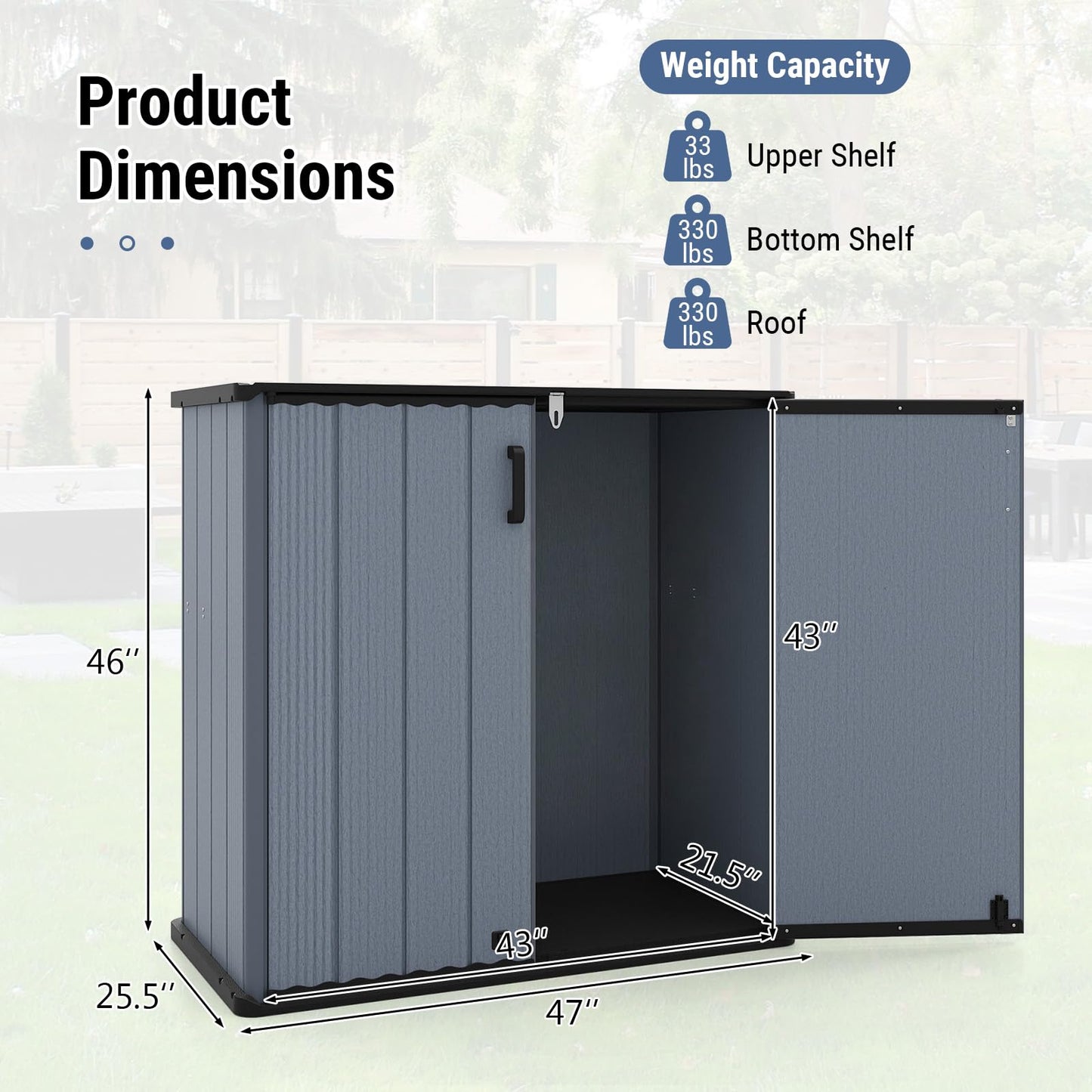 Tangkula 23.5 Cu.ft Outdoor Storage Shed with Floor & Lockable Door