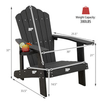 Tangkula Oversized Adirondack Chair, Patio Lounge Chairs w/Adjustable Cup Holder