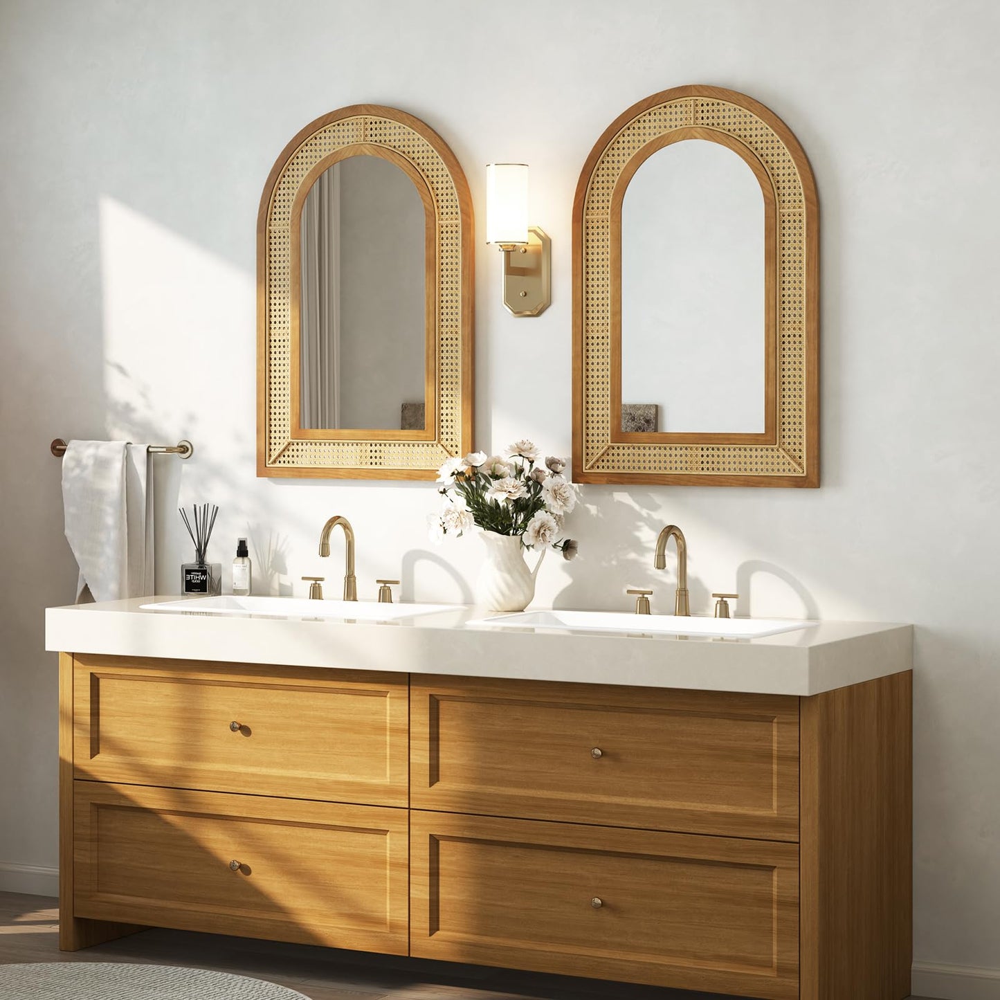 Miroir mural en rotin Tangkula (90 cm L x 60 cm l)