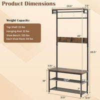 Tangkula Hall Tree with Bench and Shoe Storage for Entryway
