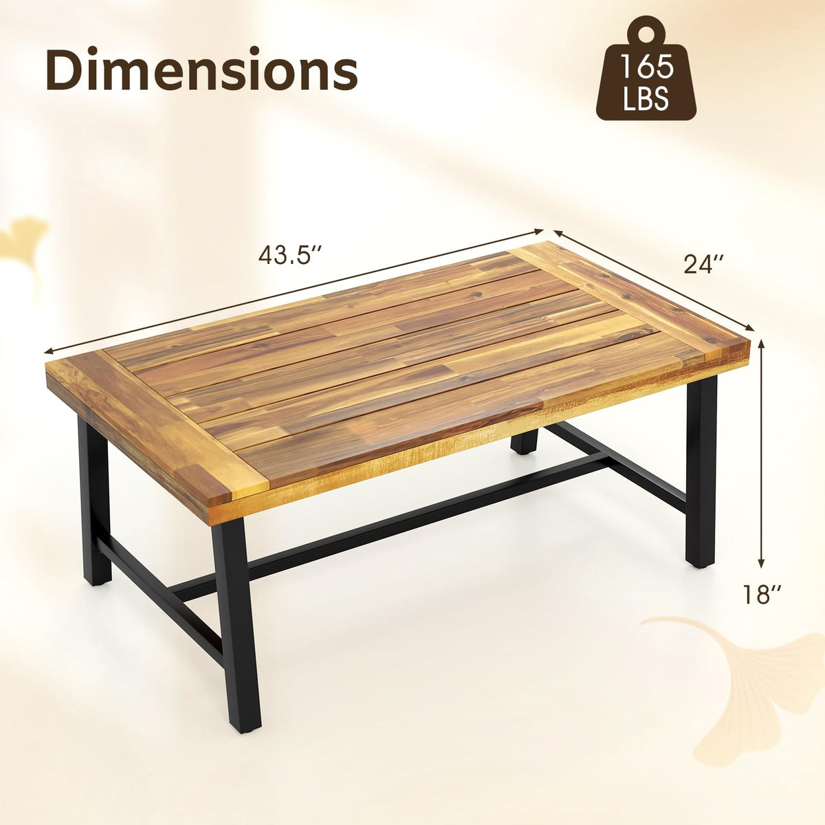 Tangkula Table Basse d'Extérieur en Bois d'Acacia