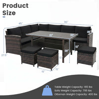 Tangkula 7 Pieces Wicker Patio Furniture Set for Backyard Garden Poolside