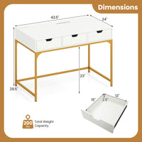 Tangkula Computer Desk with 3 Drawers & Power Outlets