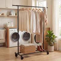 Tangkula Rolling Clothes Rack with Extendable Hanging Rods (41"-61.5" L)
