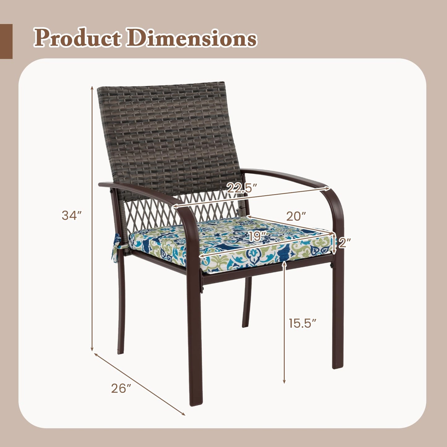 Tangkula Patio Rattan Chairs Set of 4