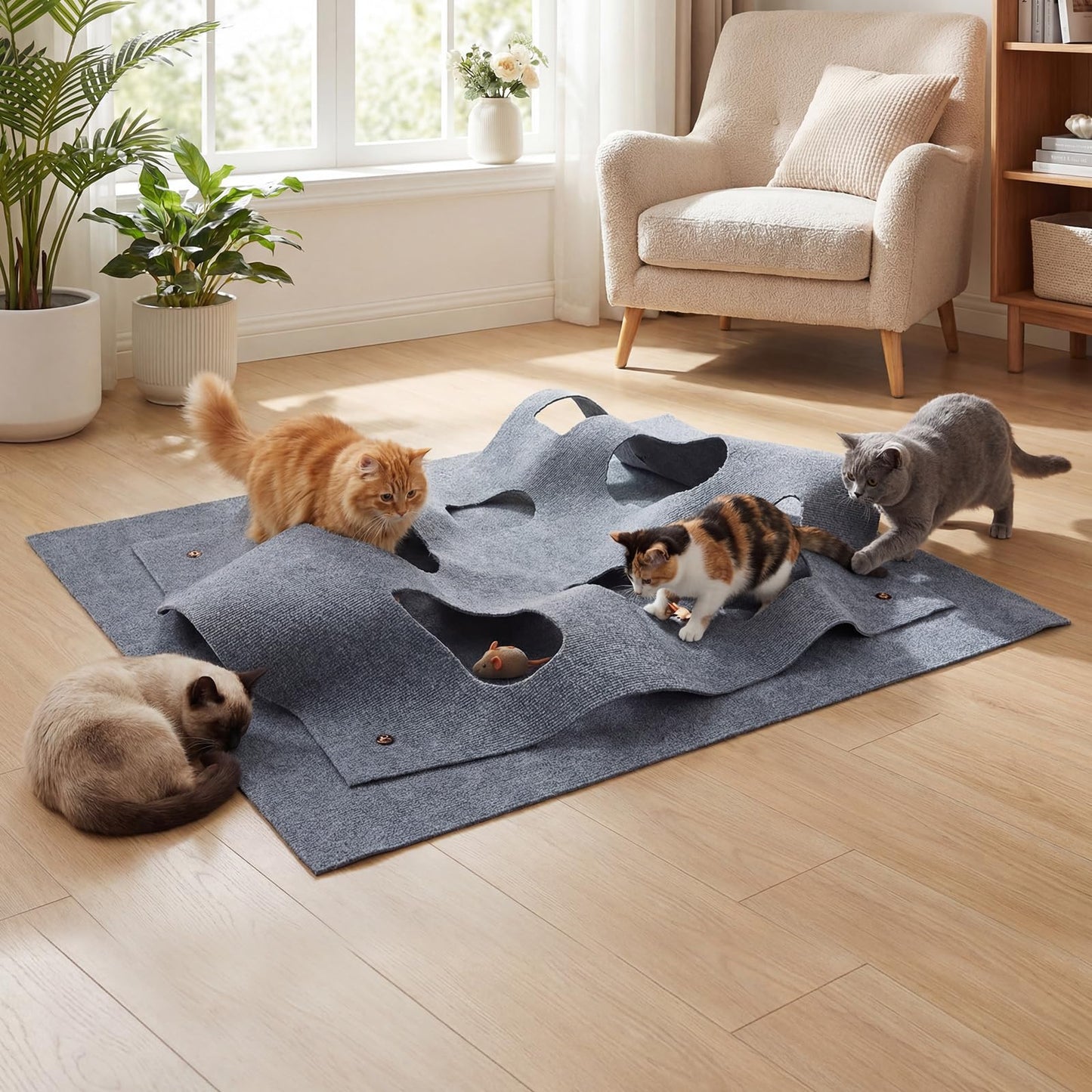 Tapis tunnel rectangulaire Tangkula 48" x 36" pour chats d'intérieur